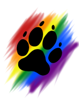 a rainbow paw print 